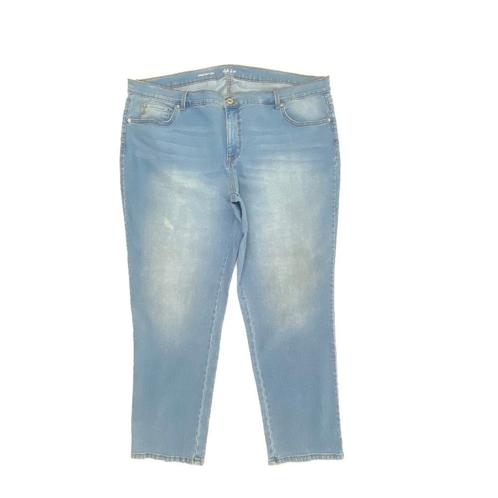 Style & Co Straight Leg Jeans Women 22W Blue Medium Wash High Rise Denim